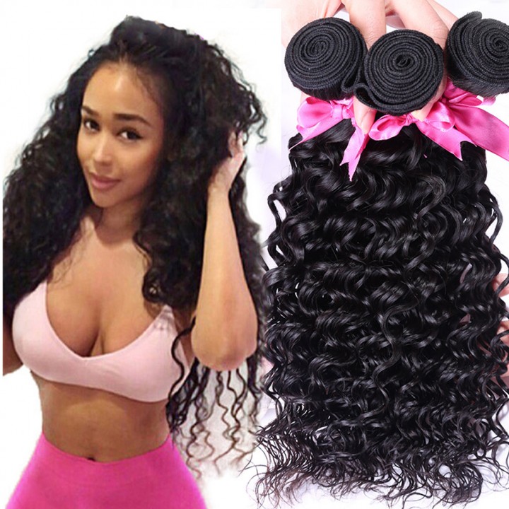 1 Bundle 100 Human Hair Weaving Wigs Deep Wave Peru Curly Hair