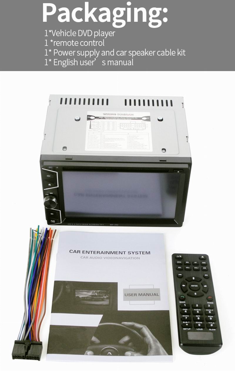 ouchuangbo 6.2 inch car radio dvd player support BT aux usb audio video 1080P