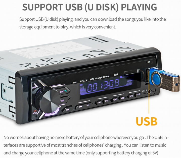 Ouchuangbo car mp3 audoi stereo media player with USB charge SD BT  Playback Radio Tuner