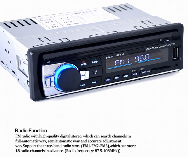 Ouchuangbo 4*60W car Digital FM Stereo Radio MP3 Media Player with BT