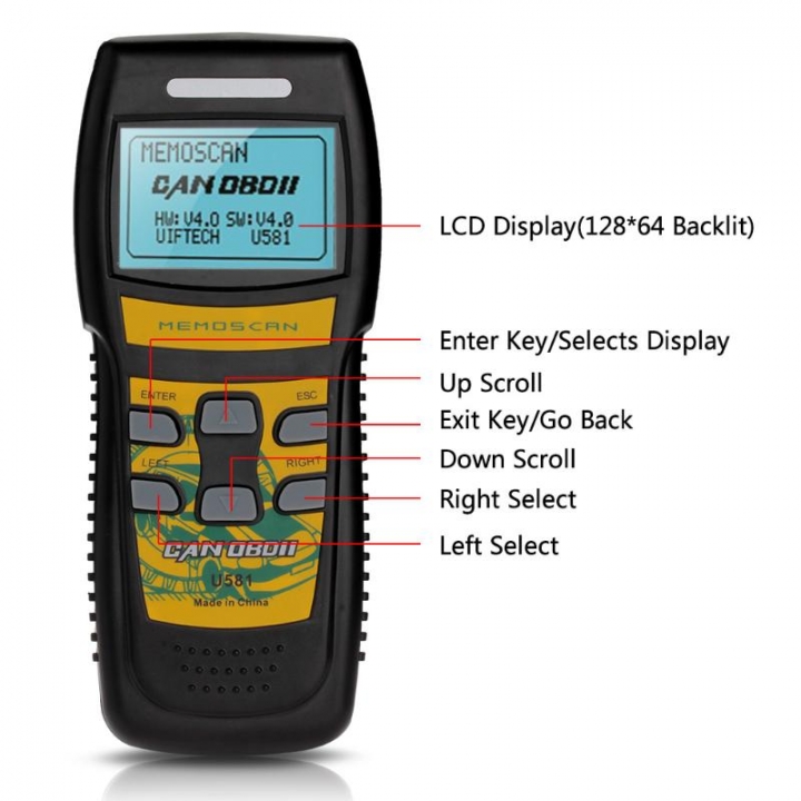 Ouchuangbo Diagnostic Code Reader Vehicle Info VIN SCAN OBDII/EOBDII OBD2 Memo Scanner