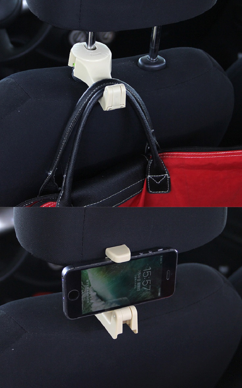 Ouchuangbo 2Pcs Car Seat Head Hanger Storage Hooker portable Auto Seat Hanger Purse Bag Organizer