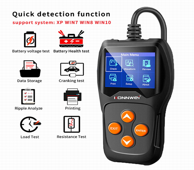 Ouchuangbo Car Battery Tester 12V Analyzer Test Battery Health/Faults Charging Diagnostic Tool