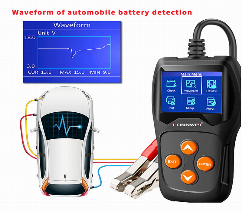 Ouchuangbo Car Battery Tester 12V Analyzer Test Battery Health/Faults Charging Diagnostic Tool