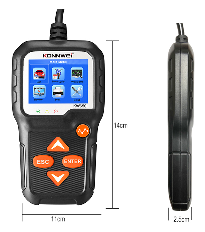 ouchuangbo KW650 12V car  motorcycle battery system 2000CCA car charging start test tool