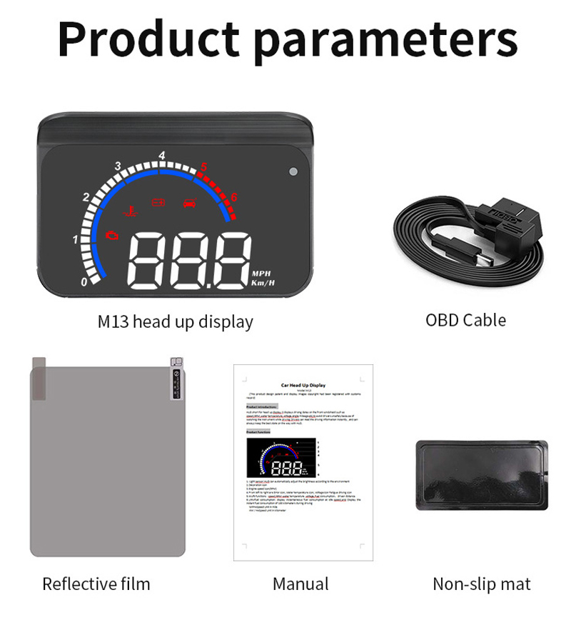 ouchuangbo M13 HUD OBD2 head-up display electronic detector fuel consumption windshield projector
