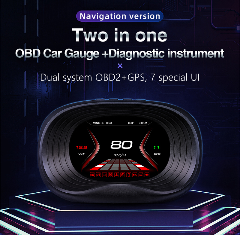 ouchuangbo Car HUD OBD2 head-up display + GPS navigation 3 inch speeding warning alarm