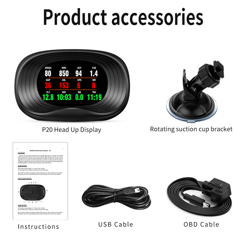 ouchuangbo Car HUD OBD2 head-up display + GPS navigation 3 inch speeding warning alarm