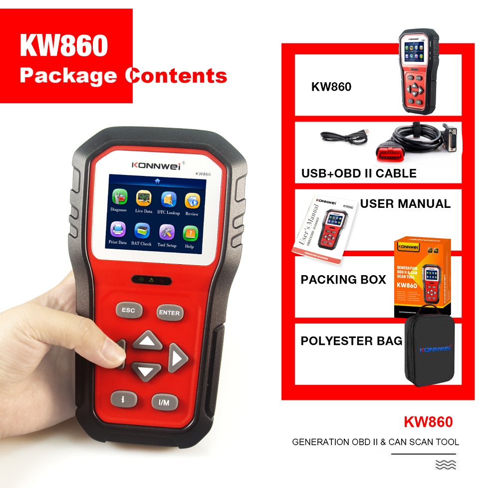 ouchuangbo KW860 Universal OBDII scanner code reader engine fault reader diagnostic scanner