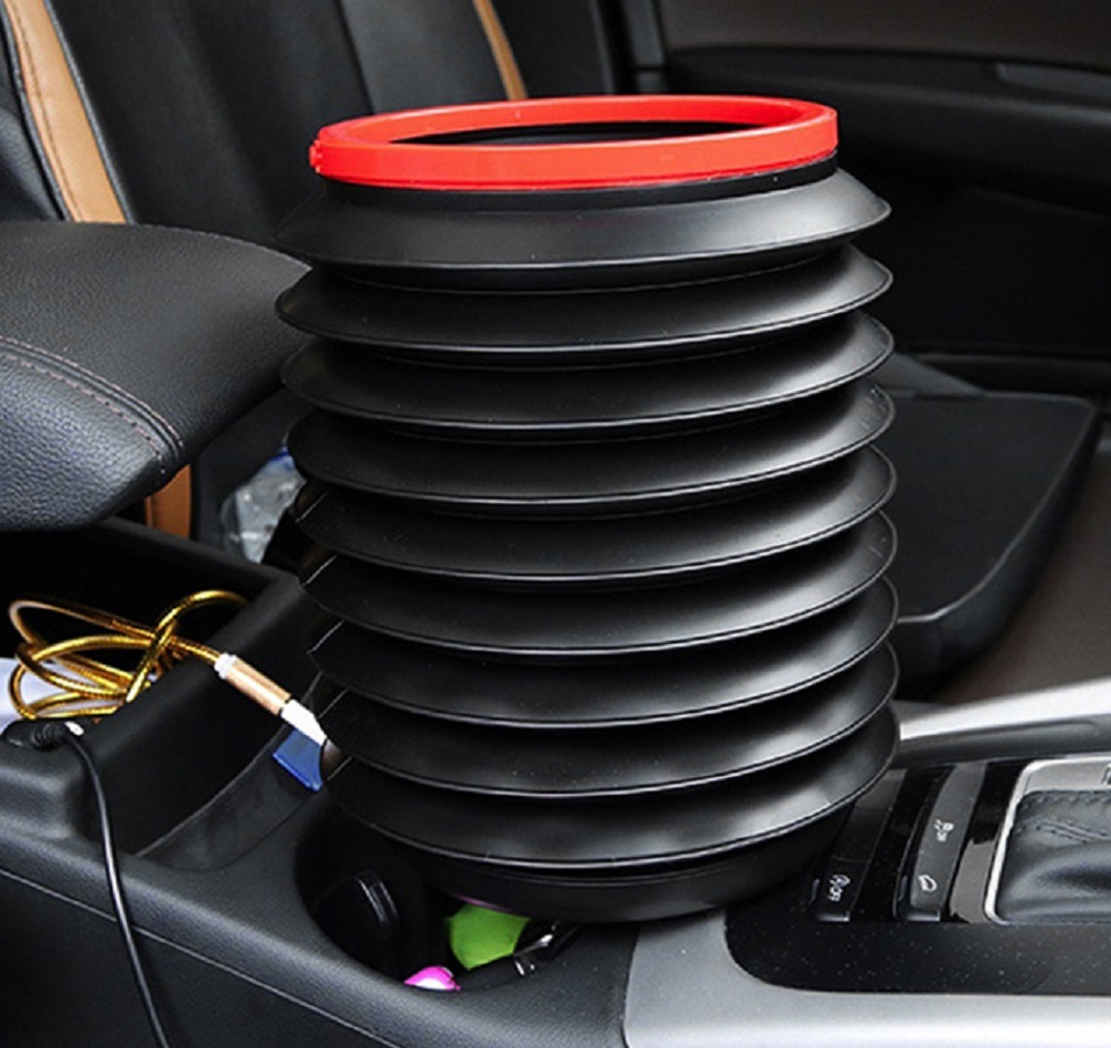 ouchuangbo 37L multi-functional car dustbin trash can portable car wash retractable bin It has a lid