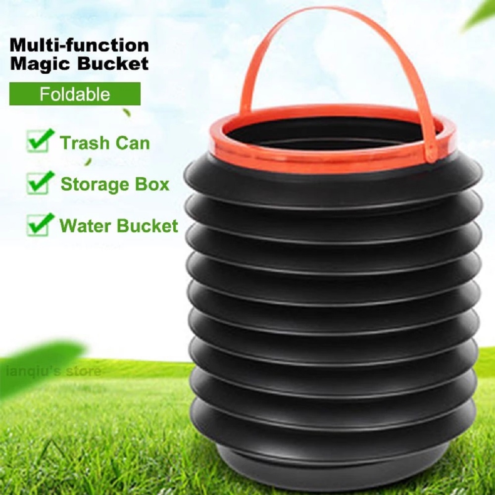 ouchuangbo 37L multi-functional car dustbin trash can portable car wash retractable bin It has a lid