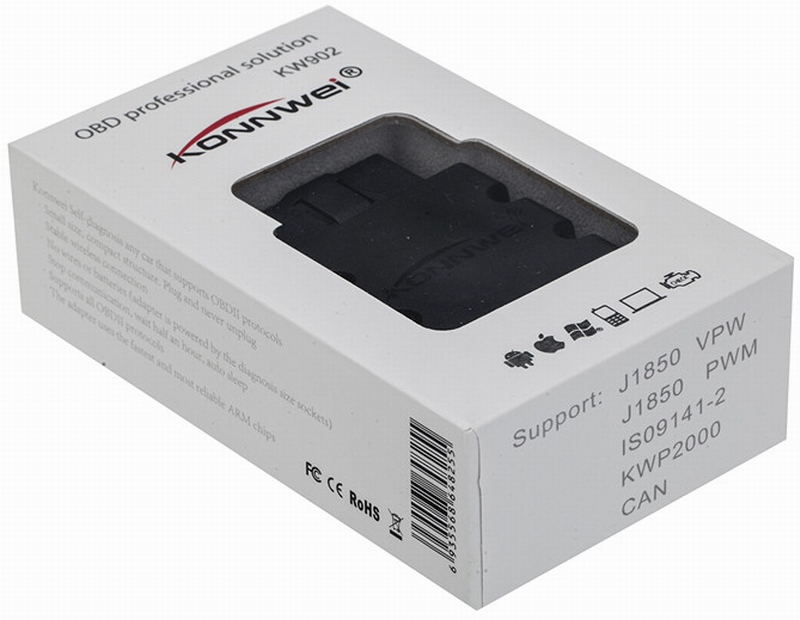 Ouchuangbo KW902 OBDII code reader elme 327 diagnostic tool can be used on Android PC
