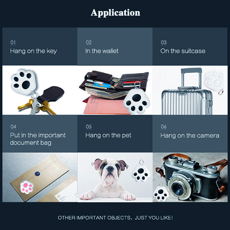 ouchuangbo Pet Smart GPS Tracker Mini Waterproof Bluetooth Locator for Car Wallet Key Collar