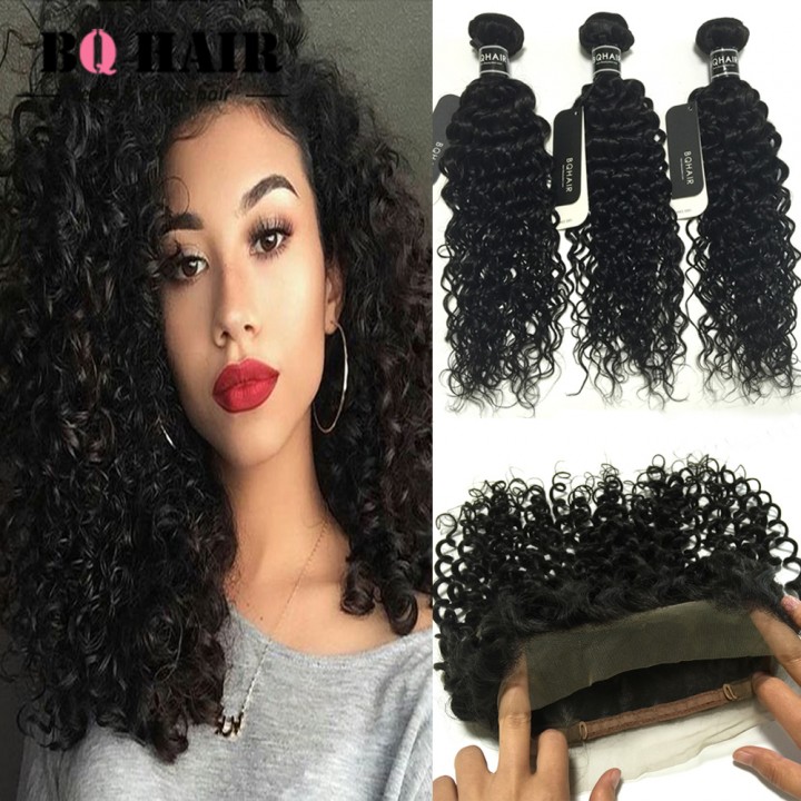 Bq Hair 8a 3 Bundles Peruvian Deep Curly Virgin Human Hair Weaves