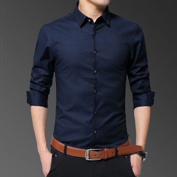 Kilimall Mens Shirts Long Sleeve Casual Cotton Men Business Mens Shirts Long Sleeve Casual Cotton Men Business Shirt Office Slim Fit Blouse Man Dark