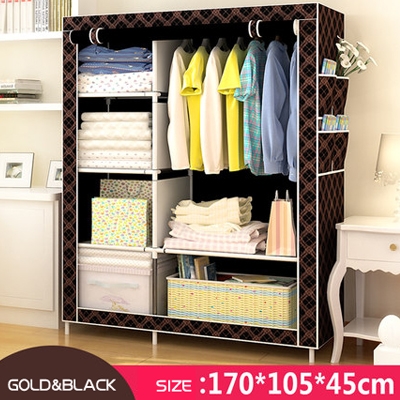 Diy Wardrobe Portable Storage Cabinet Black Gold Kilimall Kenya