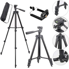 ISEEN Brand Tripod Stand 3-section Lightweight Mini Trip with bag and clip black 1 m