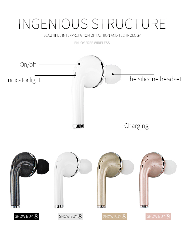 wireless mini Bluetooth headset Ear plug type stereo Monaural   movement  music headset