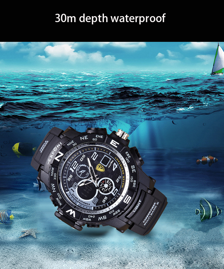 Men Movement Watch  Depth Waterproof diving Luminous Multifunction Digital Watch  Waterproof Watch