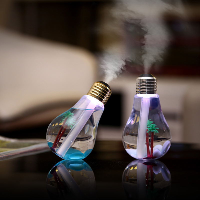 Colorful Light Bulb Humidifier Office Desktop Humidifier   Built-in Micro View Night View Lights