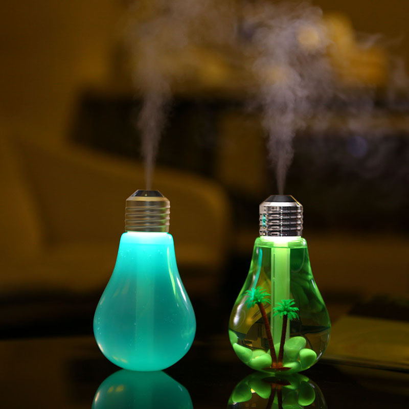 Colorful Light Bulb Humidifier Office Desktop Humidifier   Built-in Micro View Night View Lights