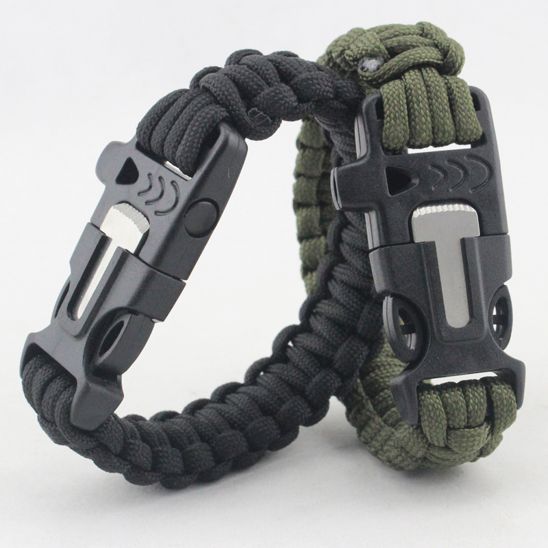 Outdoor Whistle Emergency Bracelet Seven core Umbrella rope Bracelet Flintstones Survive Bracelet