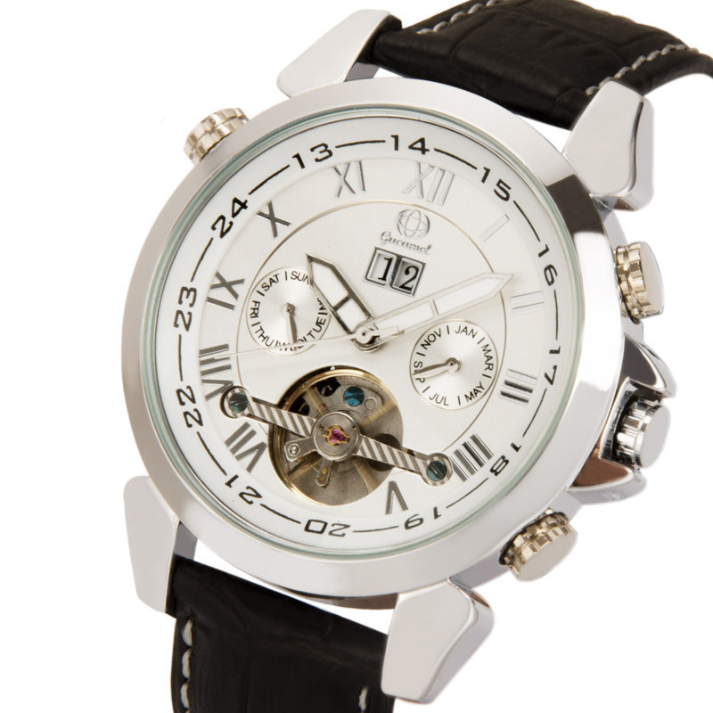 Fully Automatic Mechanical Watch Tourbillon Double Calendar Watch Men Fashion High End Belt Watch