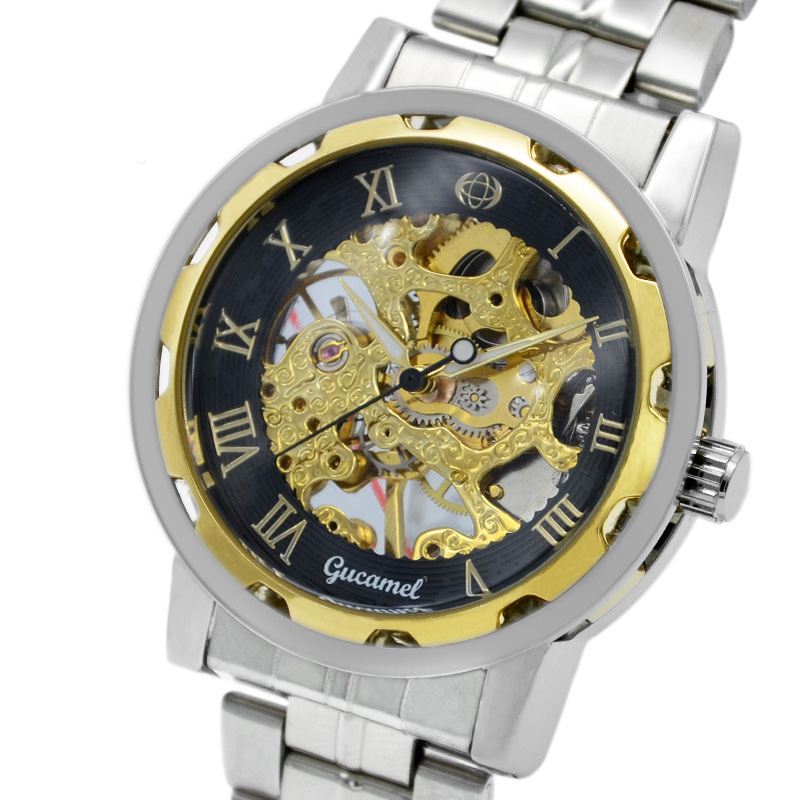 Men Hollow Mechanical watch high quality Steel strip Belt Watch Upscale Business fashion Watch