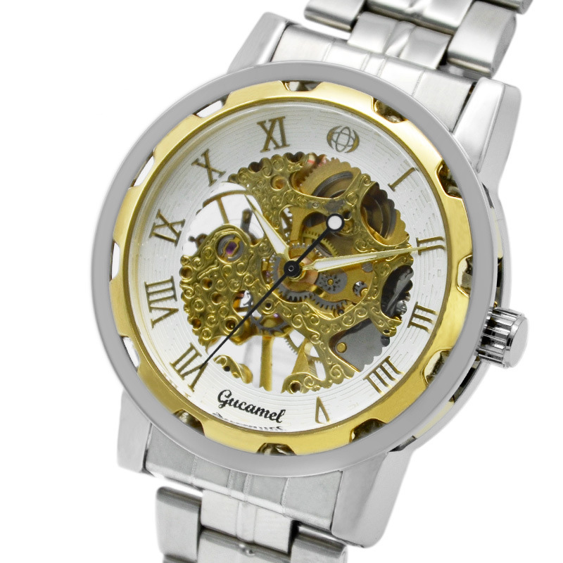 Men Hollow Mechanical watch high quality Steel strip Belt Watch Upscale Business fashion Watch