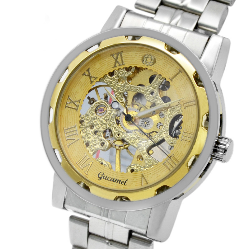 Men Hollow Mechanical watch high quality Steel strip Belt Watch Upscale Business fashion Watch