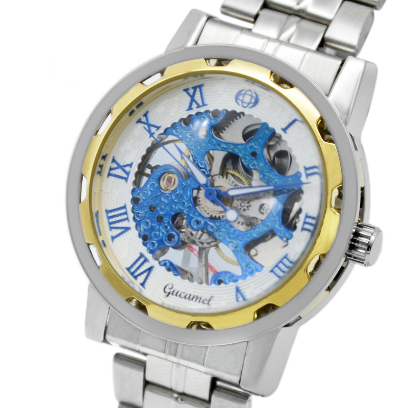 Men Hollow Mechanical watch high quality Steel strip Belt Watch Upscale Business fashion Watch