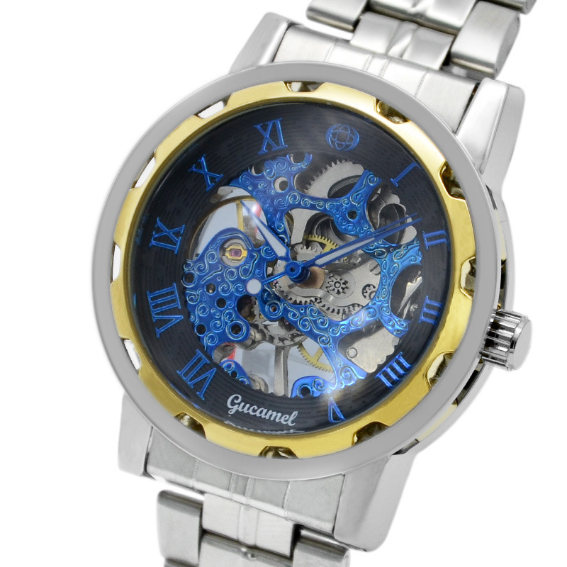 Men Hollow Mechanical watch high quality Steel strip Belt Watch Upscale Business fashion Watch
