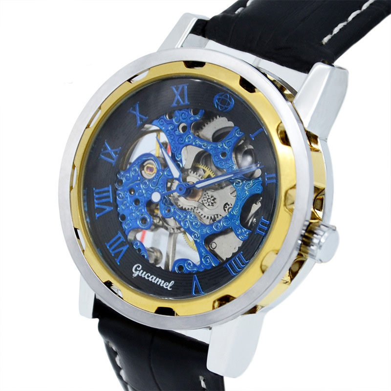 Men Hollow Mechanical watch high quality Steel strip Belt Watch Upscale Business fashion Watch