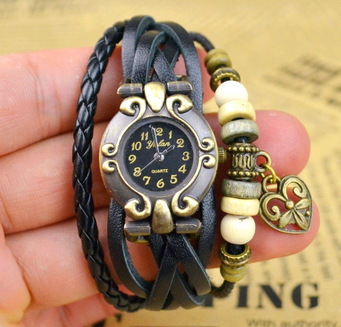 Retro Watch Men and Women Bracelet Weave Bracelet Fine pass Steel table fashion Watch