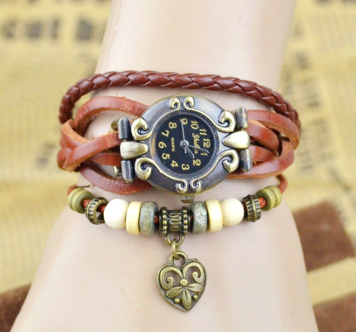 Retro Watch Men and Women Bracelet Weave Bracelet Fine pass Steel table fashion Watch