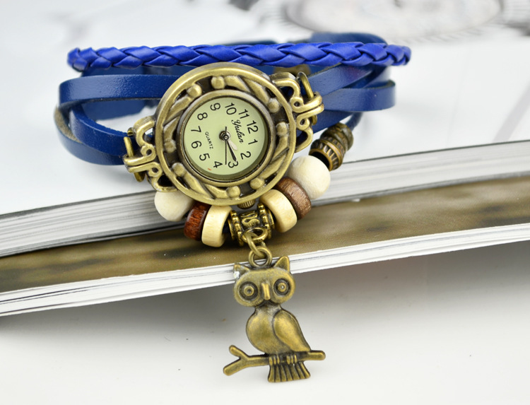 Retro Watch  Full hand Weave Ms Bracelet owl Watch fashion Leisure Retro Watch