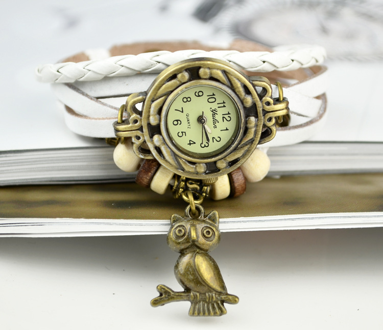 Retro Watch  Full hand Weave Ms Bracelet owl Watch fashion Leisure Retro Watch