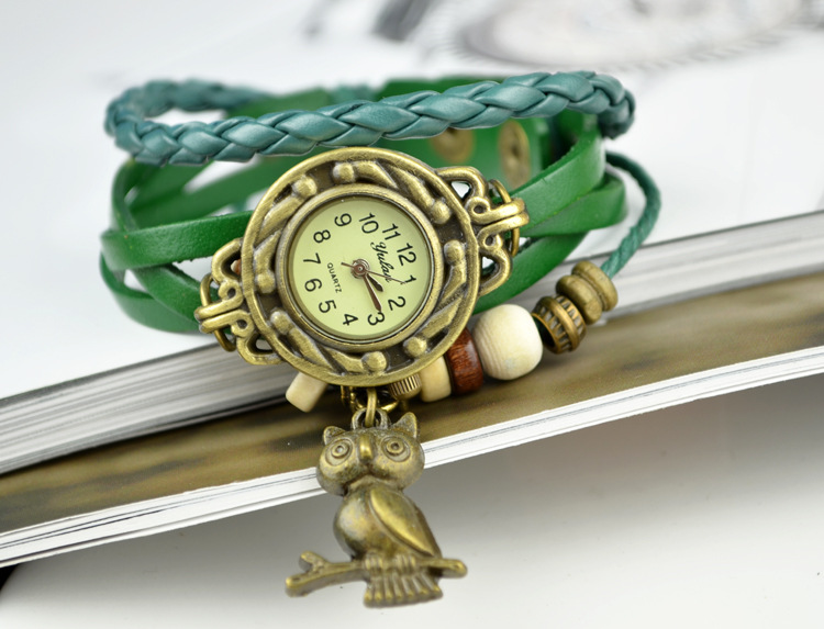 Retro Watch  Full hand Weave Ms Bracelet owl Watch fashion Leisure Retro Watch
