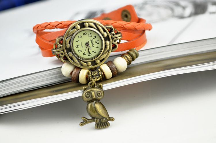Retro Watch  Full hand Weave Ms Bracelet owl Watch fashion Leisure Retro Watch