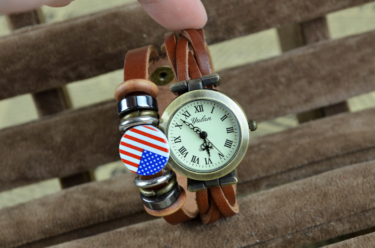 Western style Retro personality Watch American flag Weave Watch   men and women student Watch