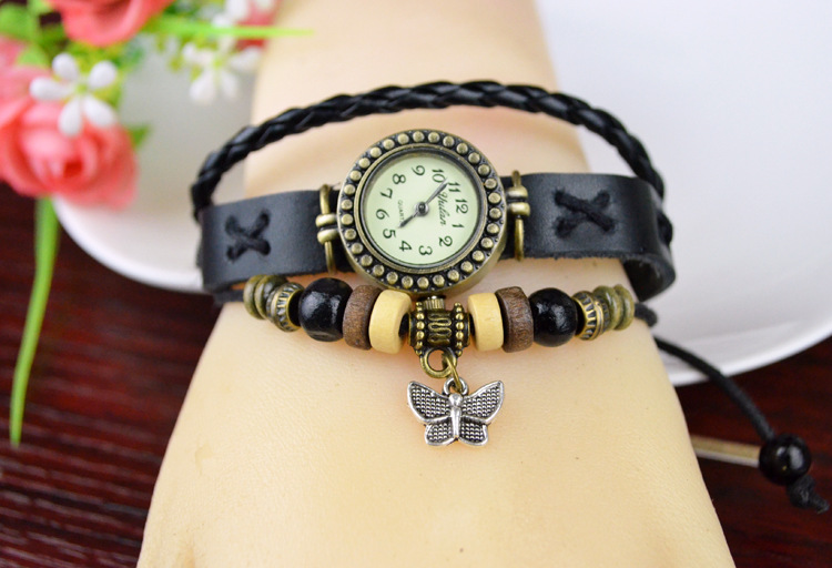 Retro Ms Watch  Bronze temperament Female watch   Genuine Leather Bracelet