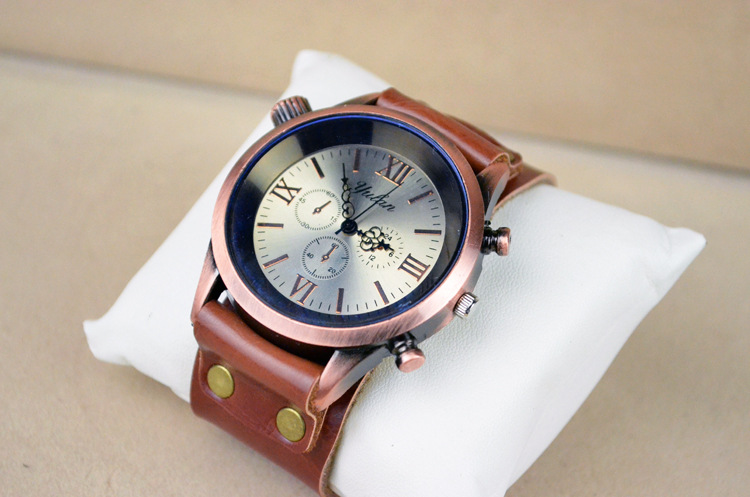 Fashion Blue glass quartz Watch  Western style Red bronze Big dial Fashion table