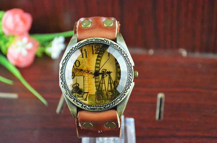 Fashion table Western style Retro Watch  Antique Big head Ferris wheel Creative student Watch