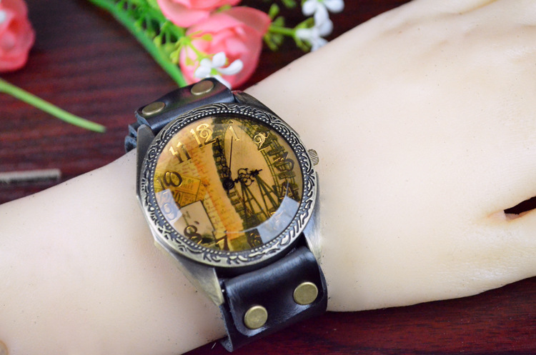 Fashion table Western style Retro Watch  Antique Big head Ferris wheel Creative student Watch