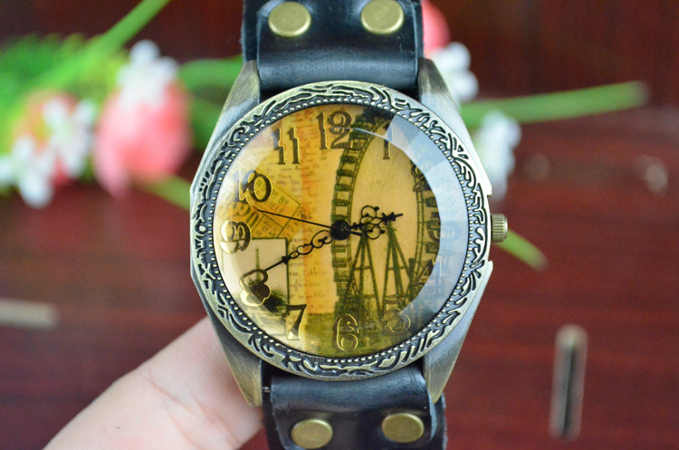 Fashion table Western style Retro Watch  Antique Big head Ferris wheel Creative student Watch