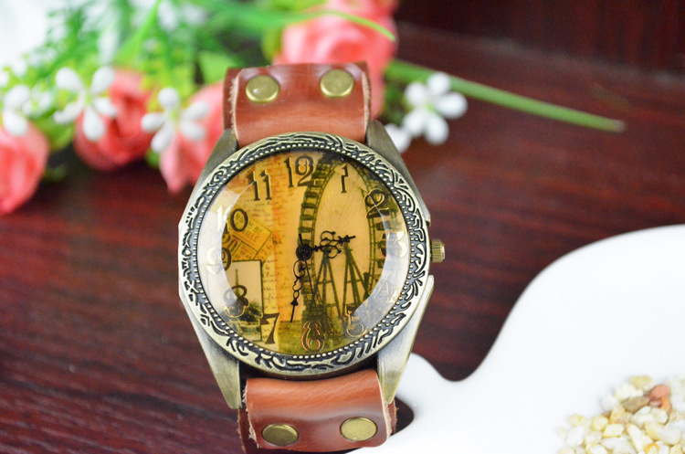 Fashion table Western style Retro Watch  Antique Big head Ferris wheel Creative student Watch