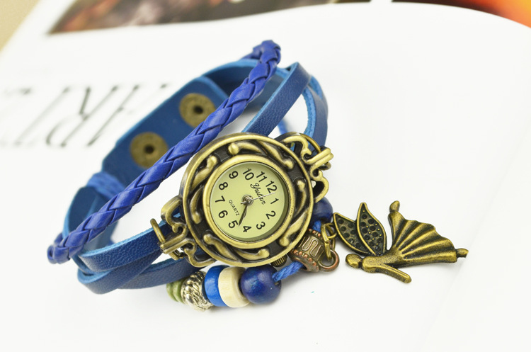 Folk-custom personality color Wooden beads Retro Bracelet Send girlfriend Girlfriends gift Watch