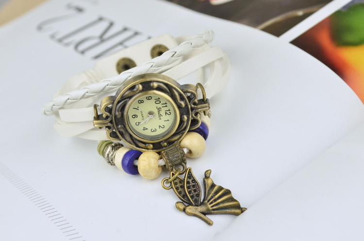 Folk-custom personality color Wooden beads Retro Bracelet Send girlfriend Girlfriends gift Watch