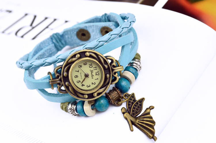 Folk-custom personality color Wooden beads Retro Bracelet Send girlfriend Girlfriends gift Watch