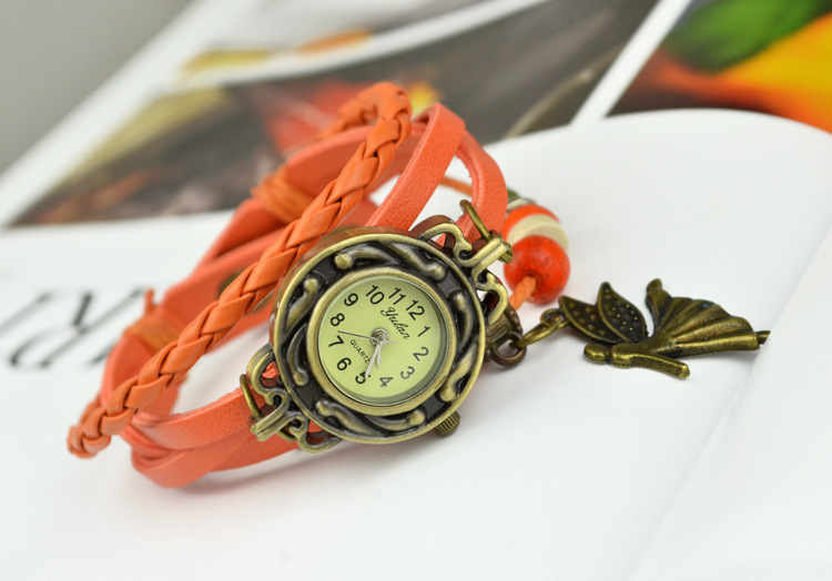 Folk-custom personality color Wooden beads Retro Bracelet Send girlfriend Girlfriends gift Watch
